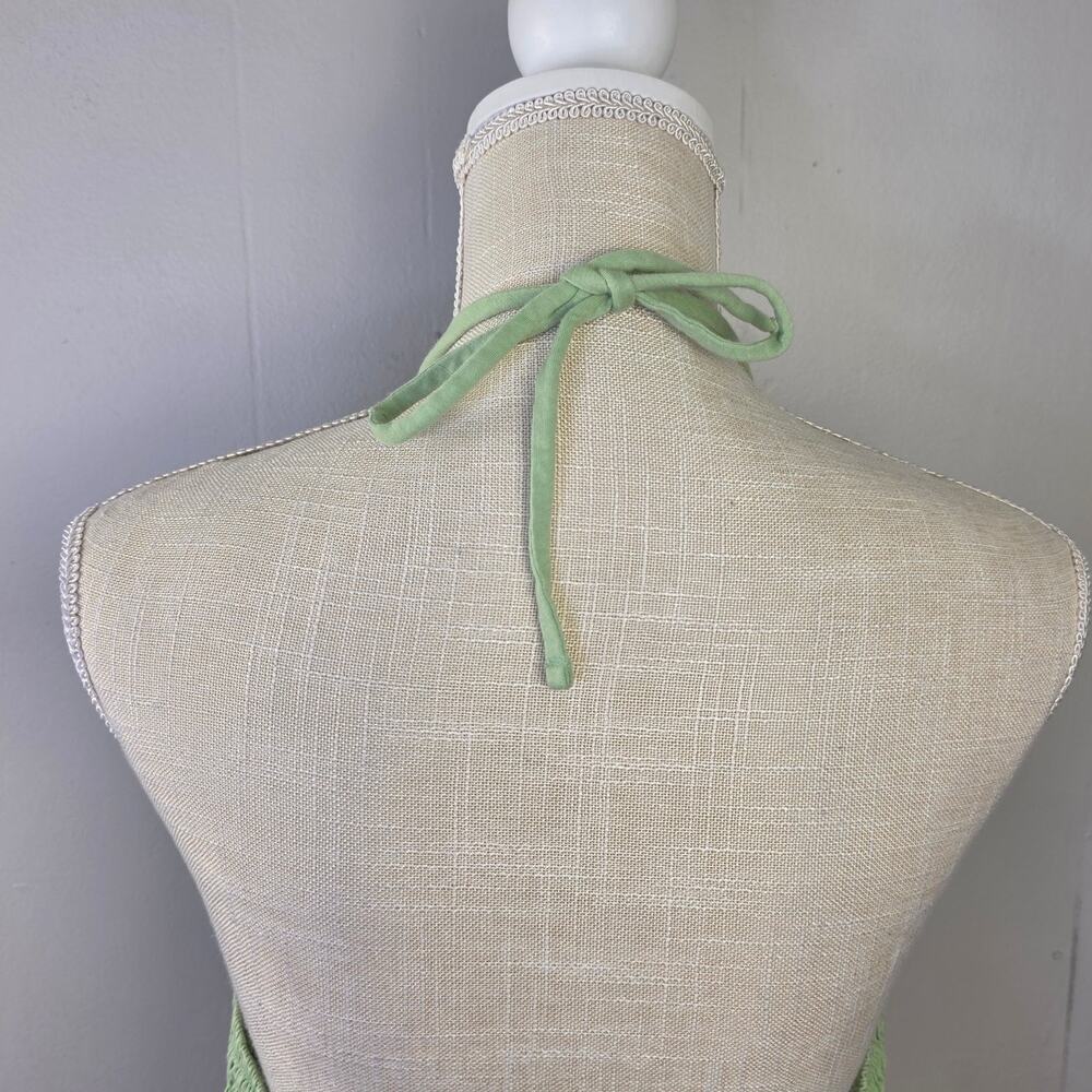 Old Navy Halter Top XL 1X Sage Green Smocked Stretch Y2K Retro Boho Festival - Picture 5 of 11